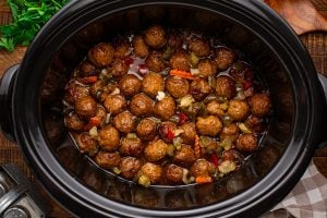 Slow Cooker Chicago Style Meatballs in a crockpot