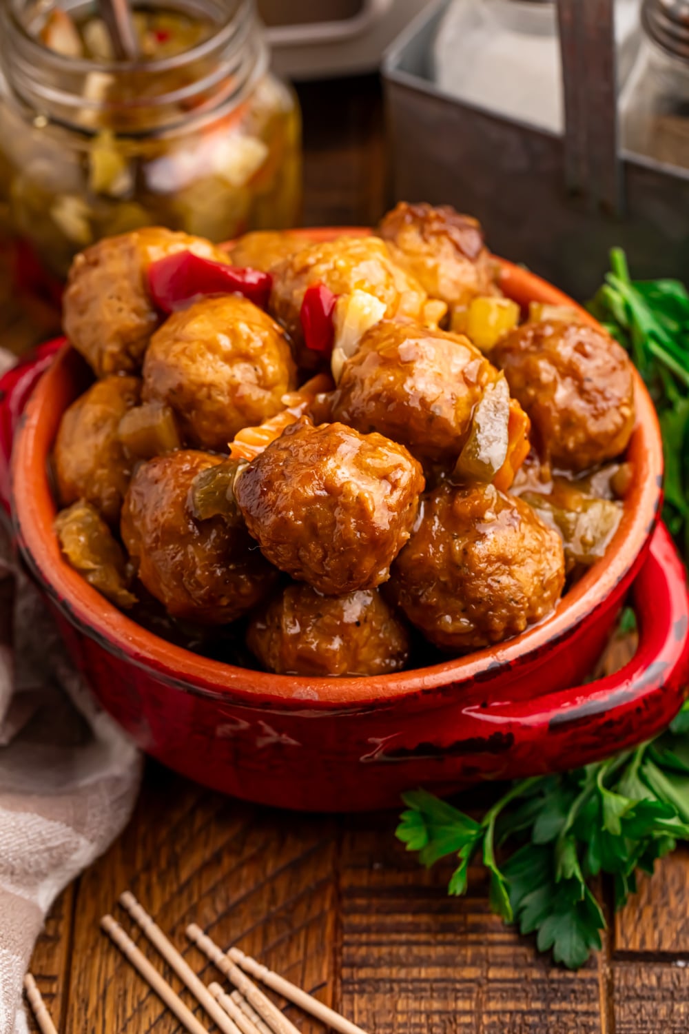 Slow Cooker Chicago Style Meatballs in a bowl