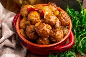 Slow Cooker Chicago Style Meatballs in a bowl