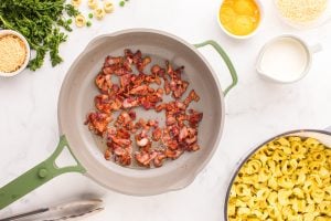 cooked bacon in a pan