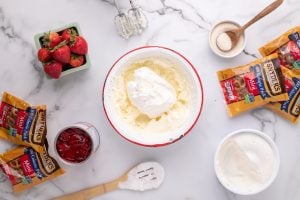 cool whip added to the bowl