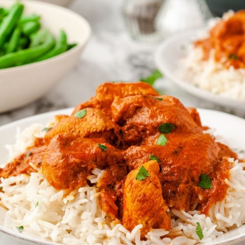 Butter Chicken Recipe on Rice Bed