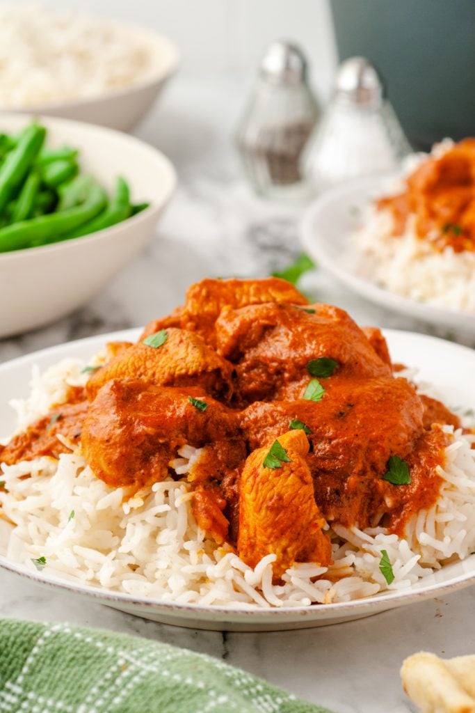 Butter Chicken Recipe on Rice Bed