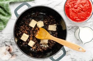 butter tabs added to pan