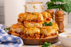 BBQ Deli Chicken Sliders on a plater