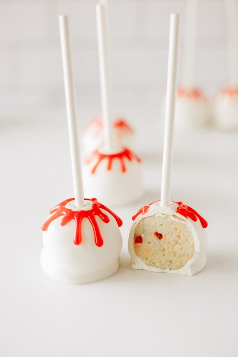 Bloody Halloween Cake Pops on a table