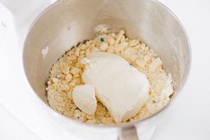 cream cheese added to bowl