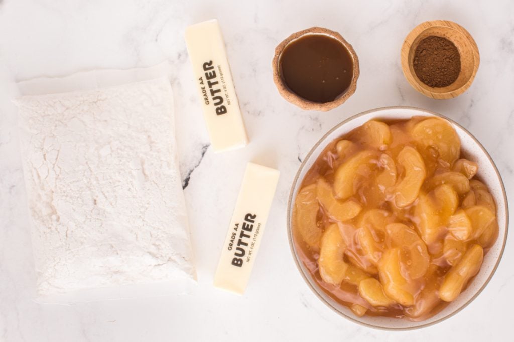 Ingredients for caramel apple cake