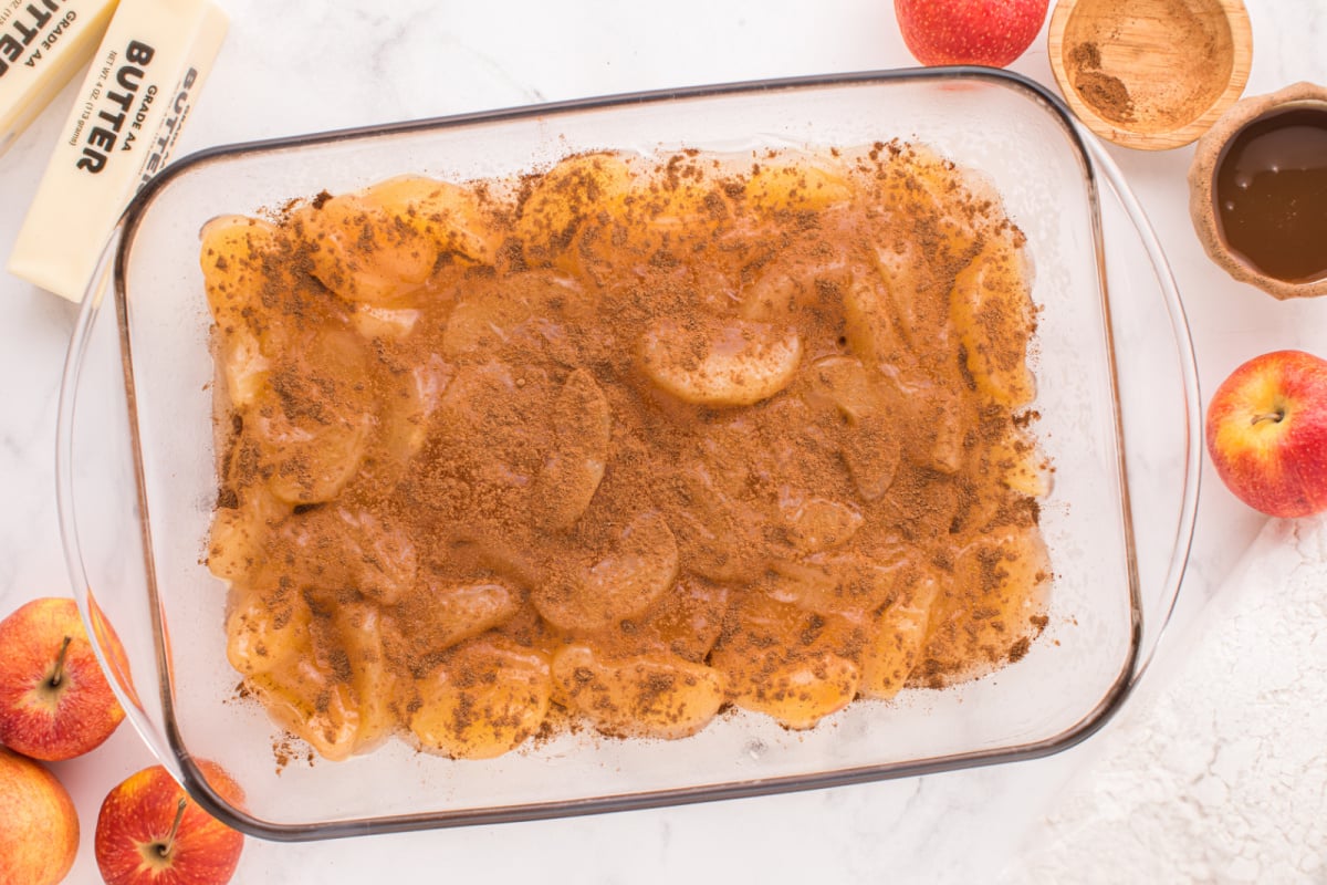 Pumpkin pie spice sprinkled on apples