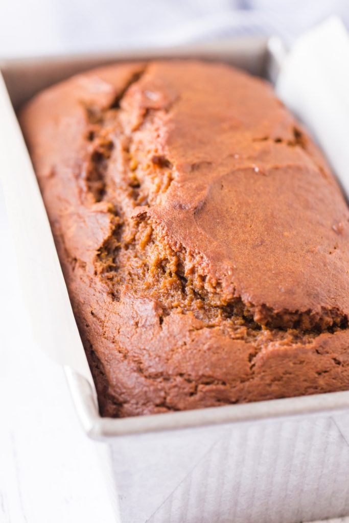 Classic Pumpkin Bread in a baking pan