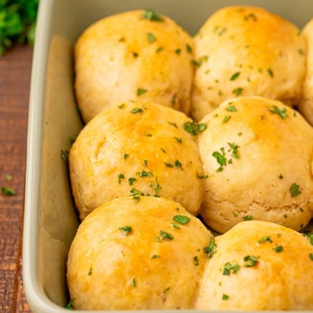 Sour Cream Dinner Rolls in a pan