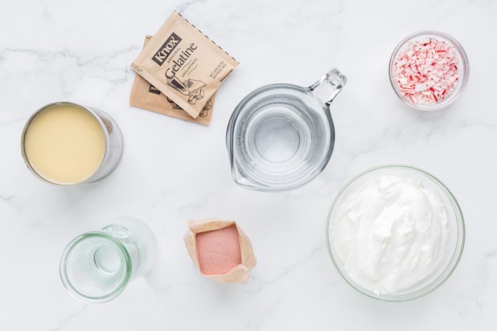 ingredients for Candy Cane Jello Shots