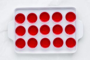 red jello added to shot glasses