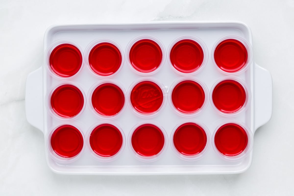 red jello added to shot glasses