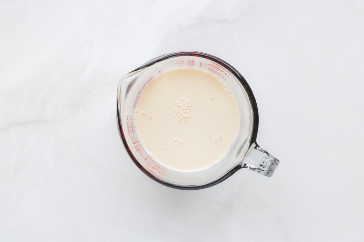 condensed milked added to gelatin mixture