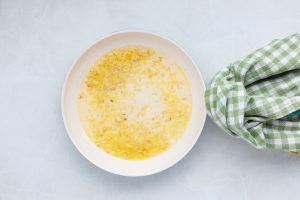 white wine added to pan