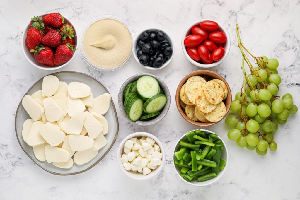 Ingredients for a Festive Santa Snack Board