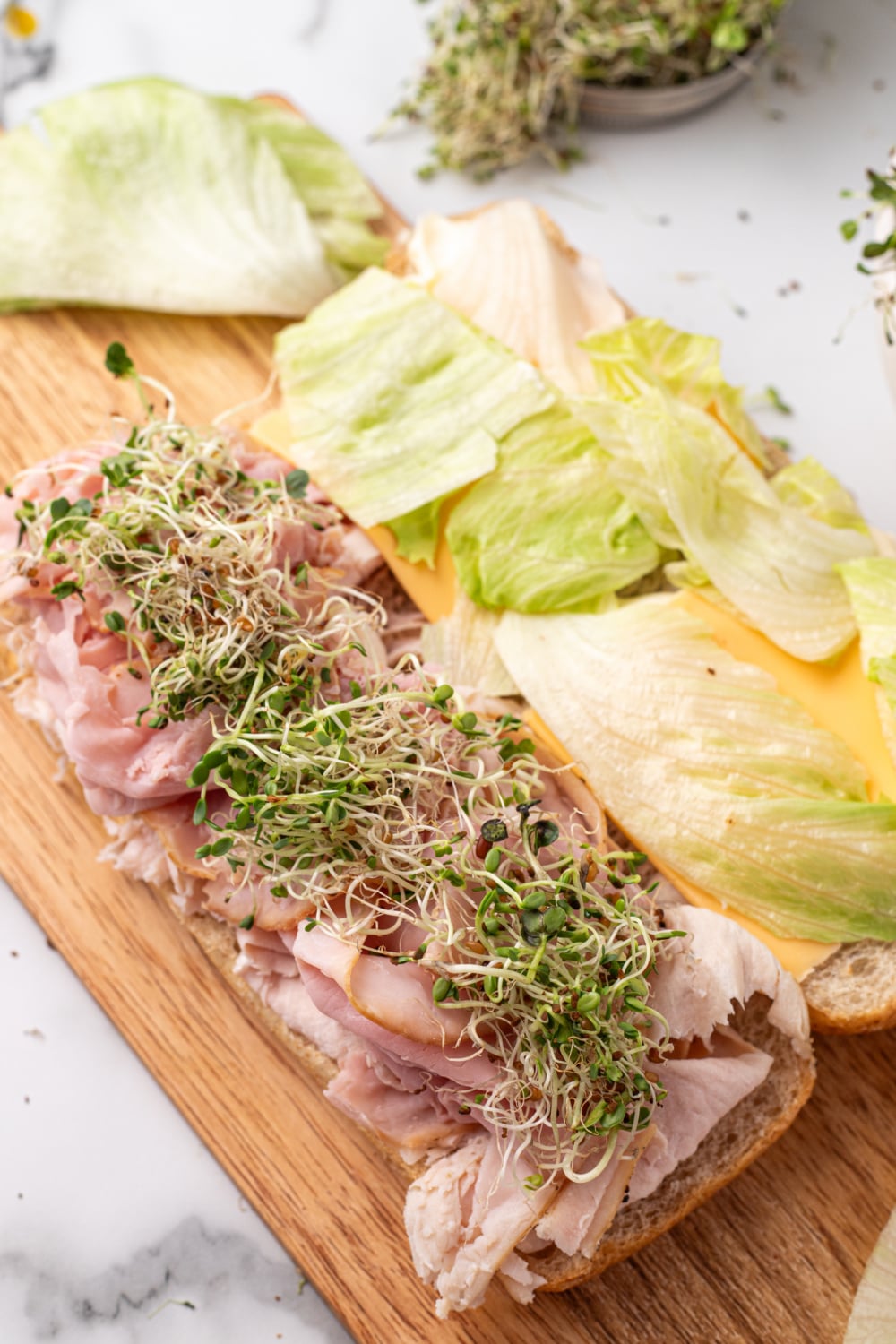 Homemade microgreens on sandwiches