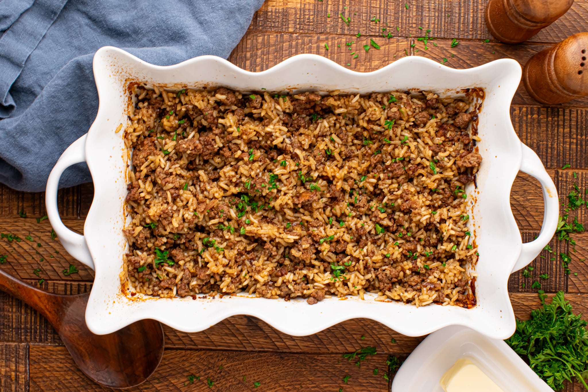 Butter Beef and Rice Casserole Sticks in Casserole