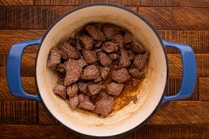 beef browning in dutch oven