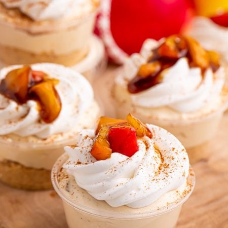 Apple Pie Pudding Shots on a counter