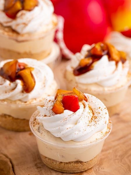 Apple Pie Pudding Shots on a counter