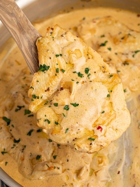 Creamy Boursin Chicken Skillet in a pan