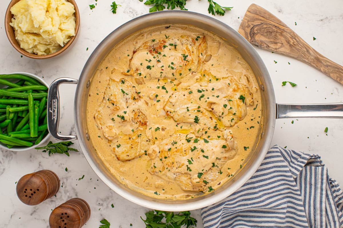 Return chicken to pan with cream sauce