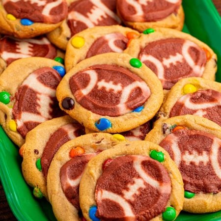 easy football cookies on a platter