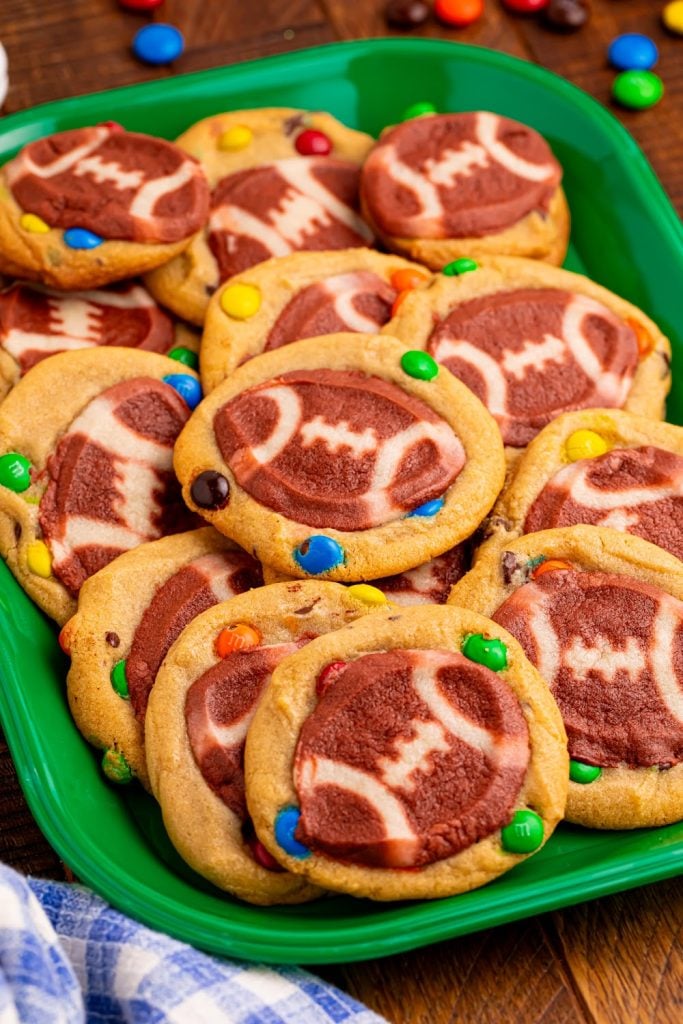 Simple football cookies on a plate