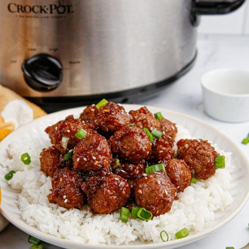 Slow Cooker Mongolian Meatballs with Rice