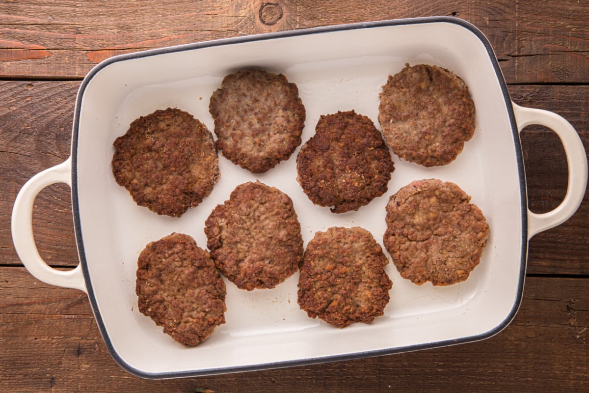 Beef patties with side dishes