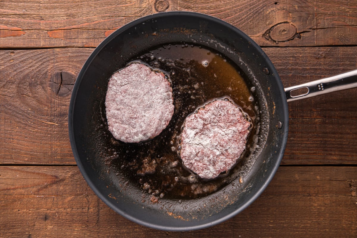 Beef patties cooked in the pot