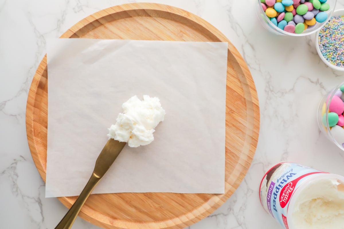 Frosting on parchment paper