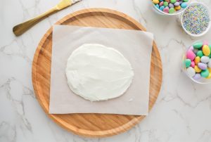 frosting shaped into an egg shape