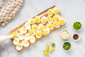 filling egg whites with yolk filling