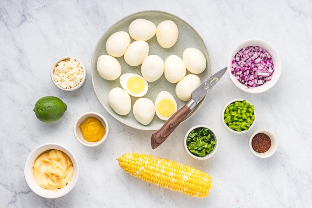 Ingredients for Mexican Street Corn Deviled Eggs