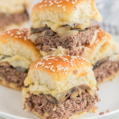 Mushroom Swiss Sliders on a Plate