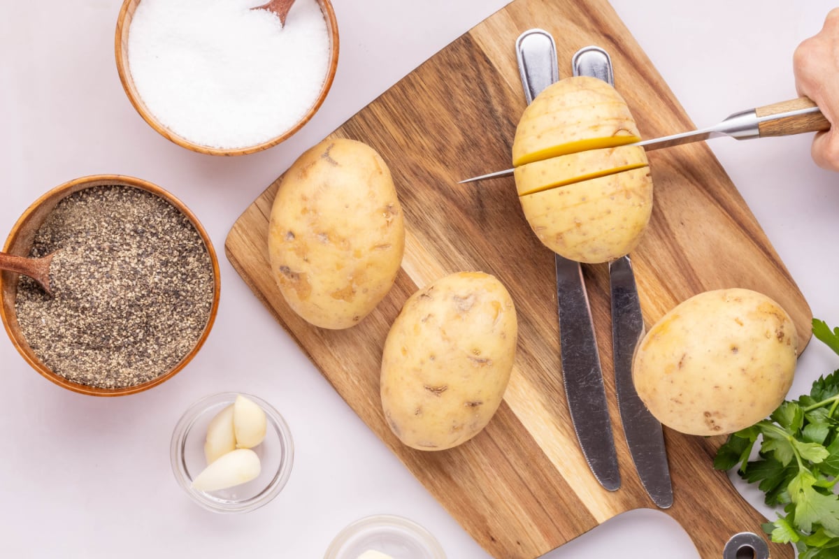 cut potatoes into slices