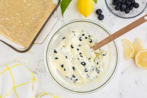 berries mixed into cream cheese mixture