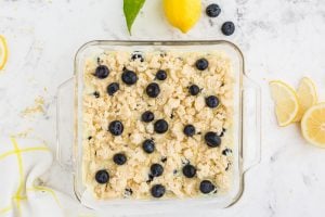 blueberries added to top of crumble