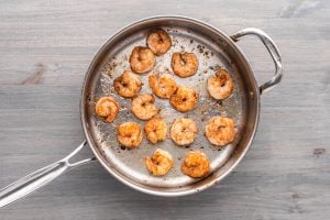 cooked shrimp in a pan