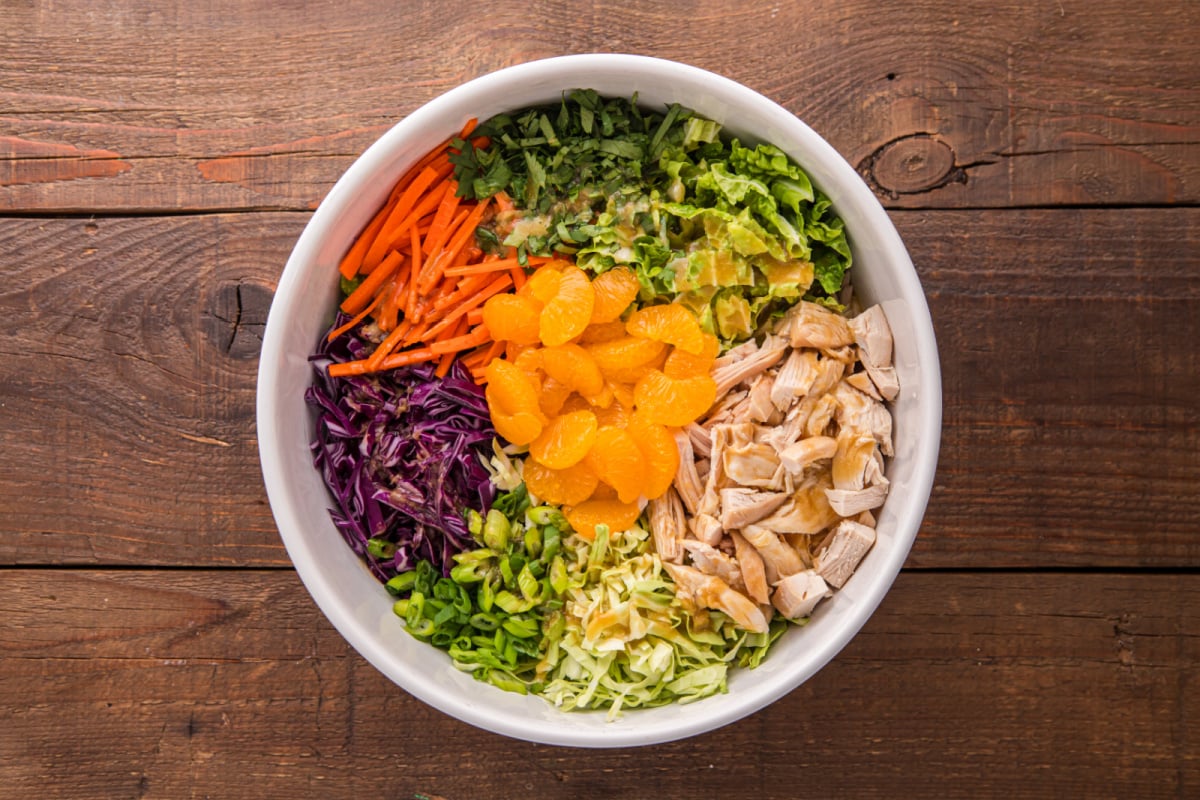 Chinese chicken salad in bowl