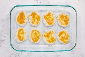 mustard mixture brushed on biscuits