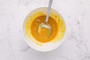 honey mustard in a small mixing bowl