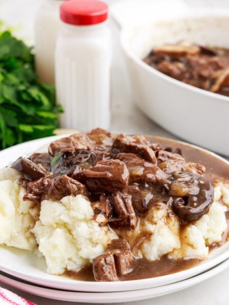 Instant Pot Stewed Beef with Mushroom Gravy