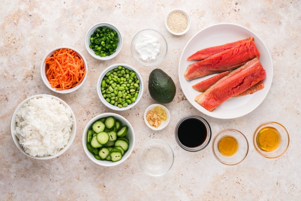 Teriyaki Salmon Bowl Ingredients