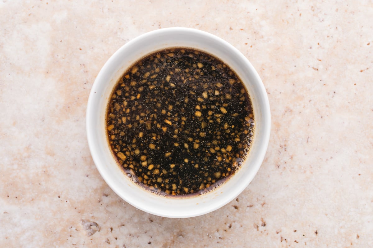Put the teriyaki sauce into a bowl