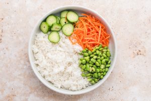 bowl with rice and vegetables in it