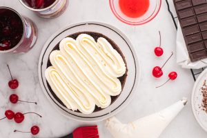 frosting added to outside of cake